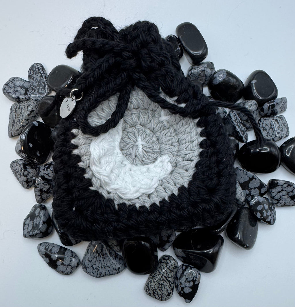 Crystal or DnD Dice Pouch with Moon