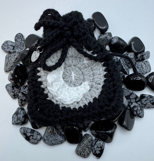 Crystal or DnD Dice Pouch with Moon